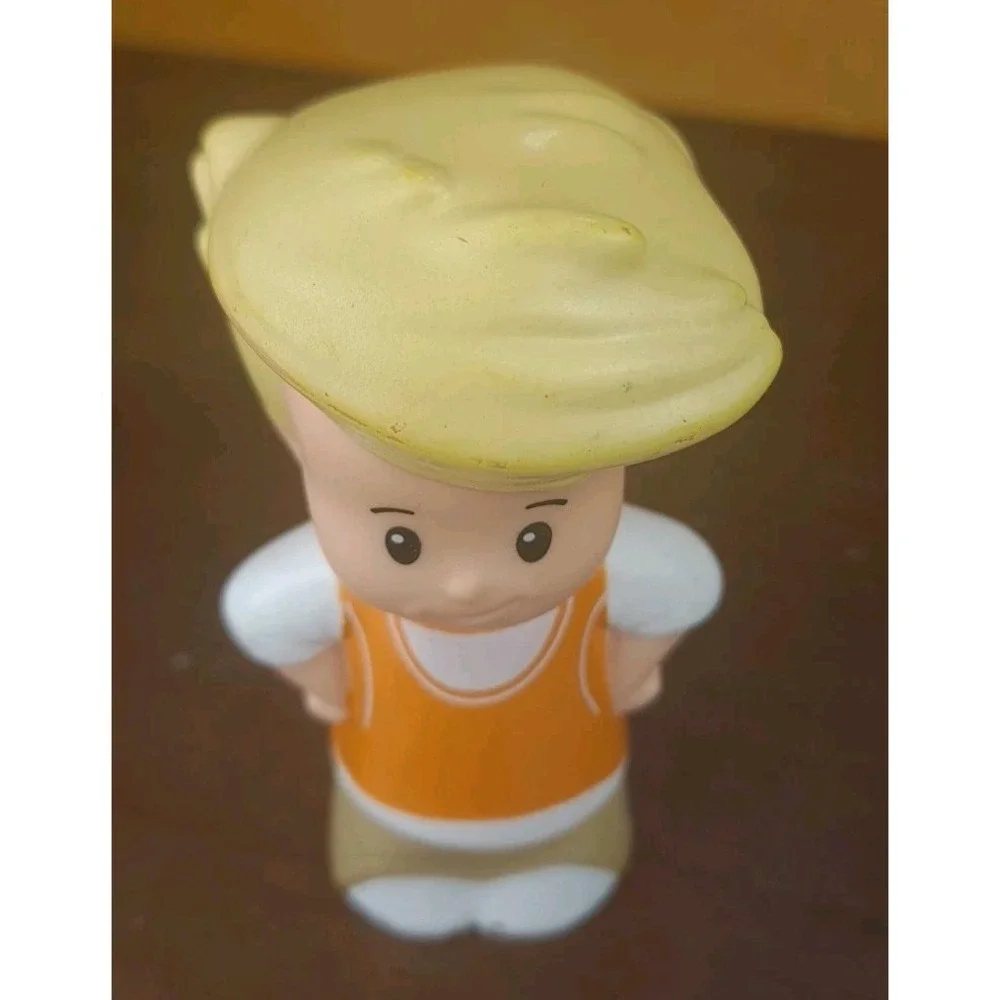 Fisher Price Little People Eddie Blonde Boy Orange Vest Airplane Passenger 2012